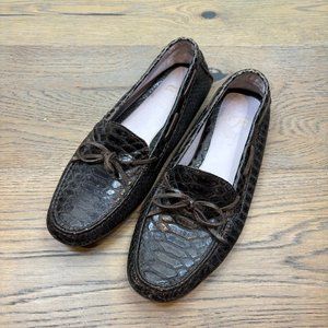 Johnston & Murphy J&M Flex Black Leather Round Toe Slip On Loafer Shoes Size 7.5
